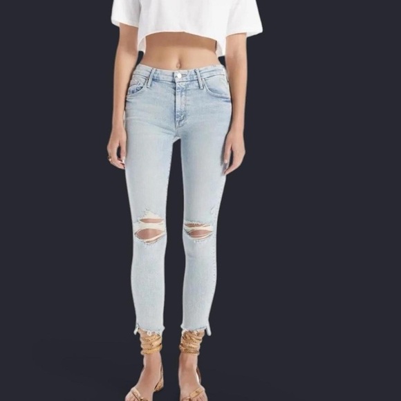 MOTHER Denim - MOTHER The Stunner Zip Ankle Step Fray Jeans | Size 27 | Distressed Blue Denim